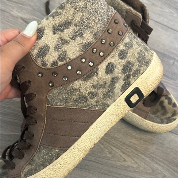 D.A.T.E Premium Sneakers Brand Brown High-Top Women's Sneakers - Picture 4 of 9
